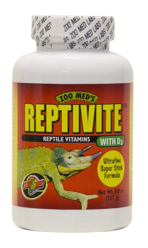 Zoo Med's Reptivite reptile vitamins bottle on a white background