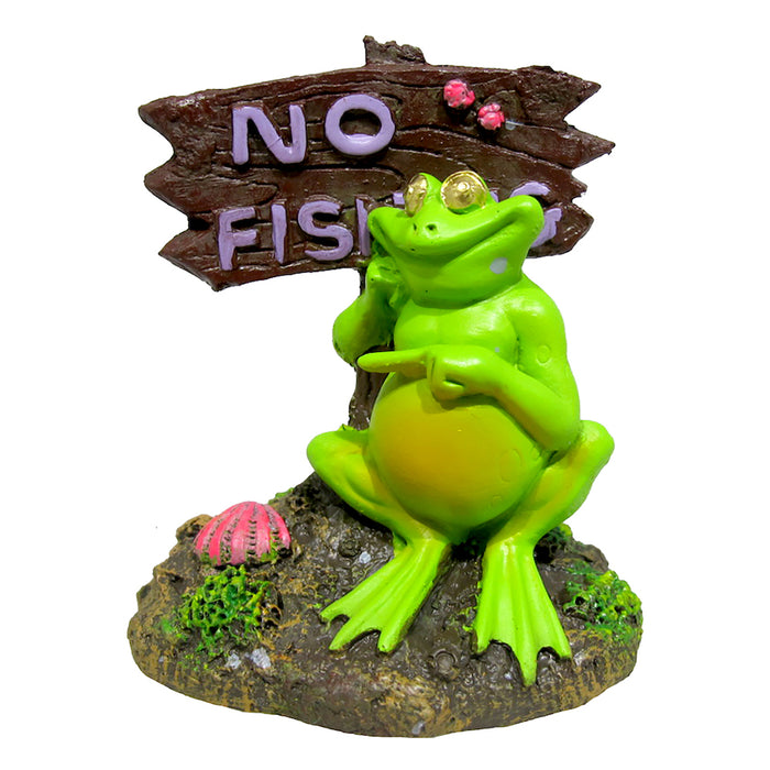Marina Pot Belly Frog, No Fishing Sign