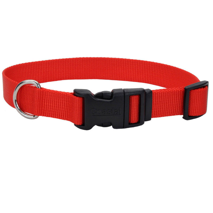 Coastal Adjustable Nylon Dog Collar with Plastic Buckle Red 3/8 In X 8-12 in