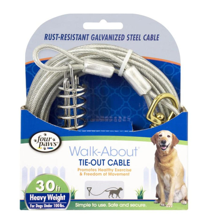 Four Paws Heavy Weight Dog Tie Out Cable Silver, 30 Foot