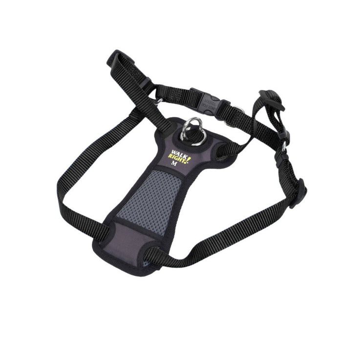 Walk Right Front-Connect Padded Dog Harness Black, MD, 20-30 in