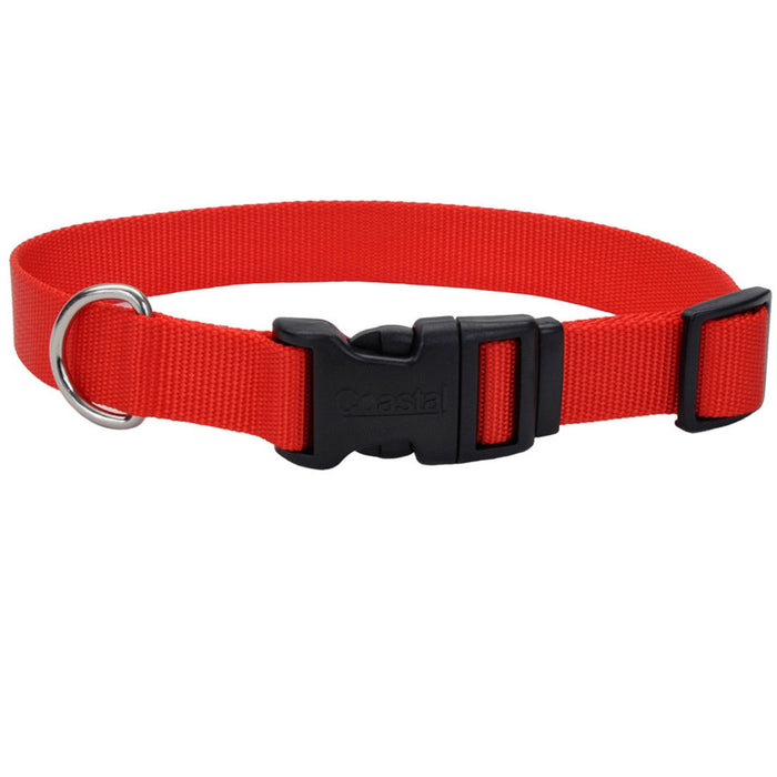 Coastal Adjustable Nylon Dog Collar with Plastic Buckle Red 3/4 In X 14-20 in