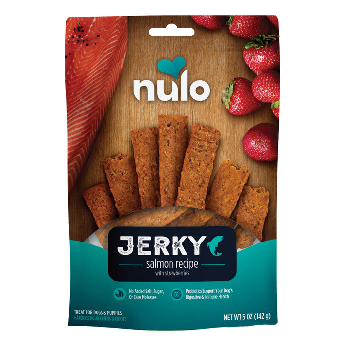 Nulo Freestyle Grain-Free Jerky Strip Dog Treats Salmon w/Strawberries 5oz