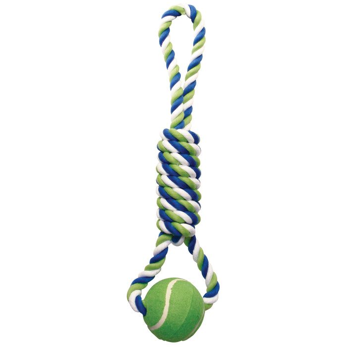 Dogit Striped Cotton Spiral Tug with Tennis Ball