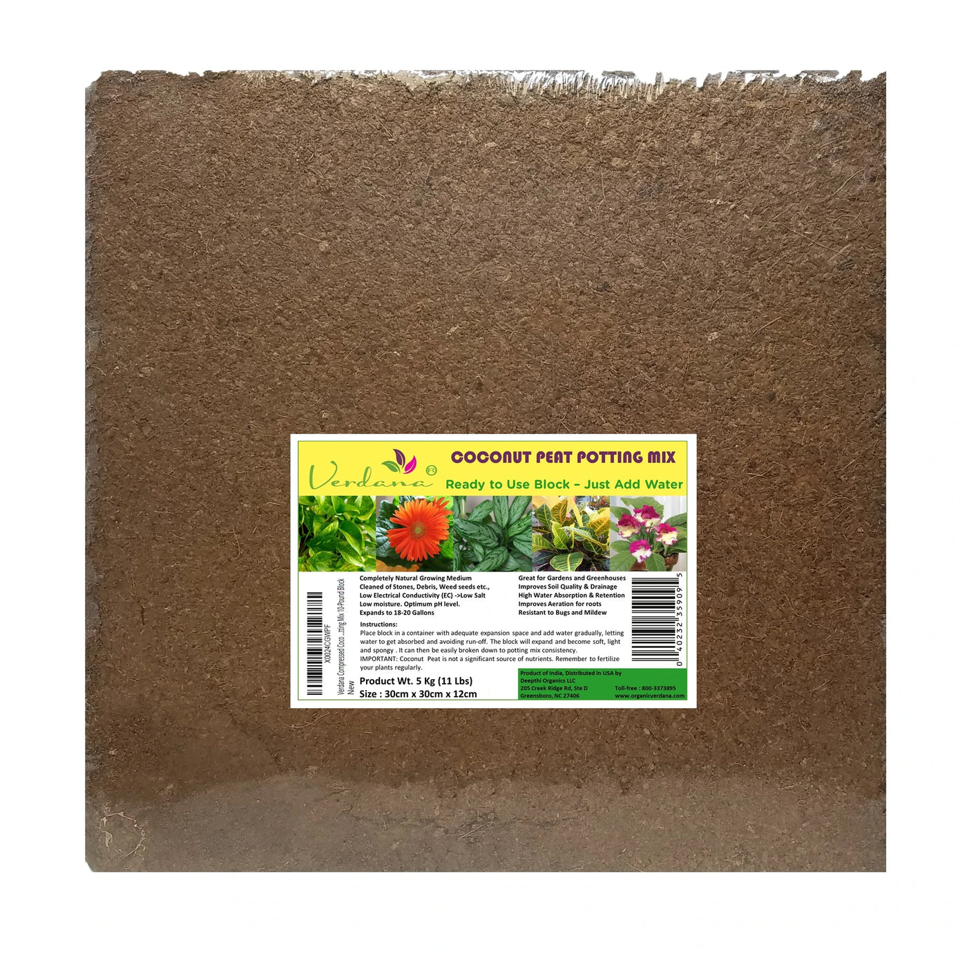 verdana coconut fiber potting mix compressed Coco Coir Compressed Brick- 10 LB – Reptilian Arts